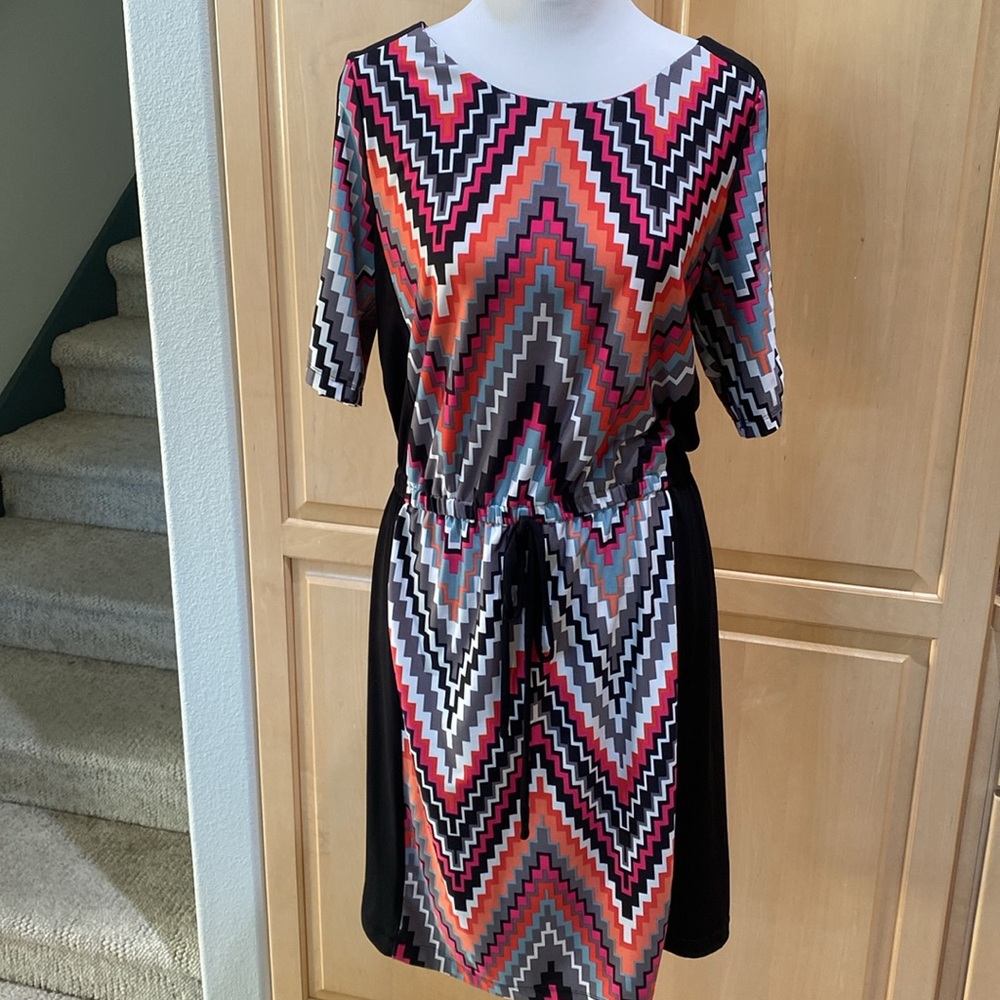 Karin Steven’s color block Chevron cinch waist dress size 10